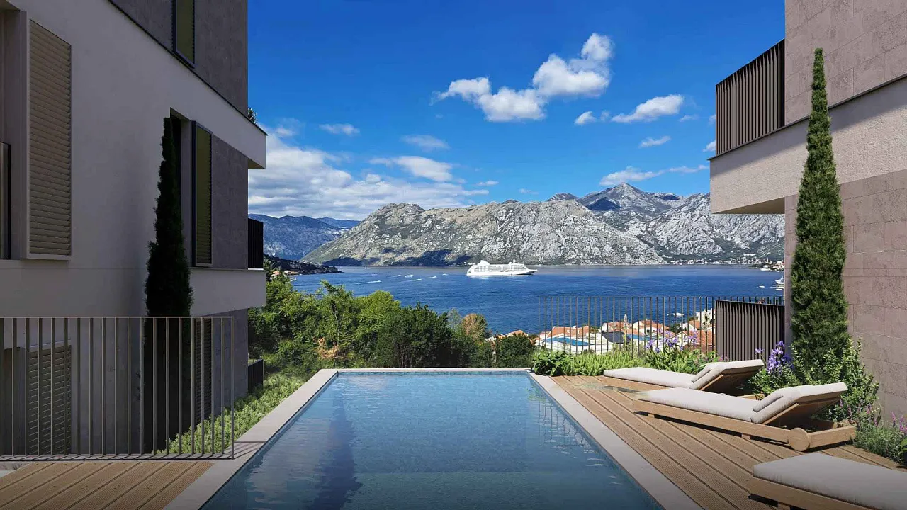 New Residential Complex in Dobrota – Sea View Apartments with Swimming Pool